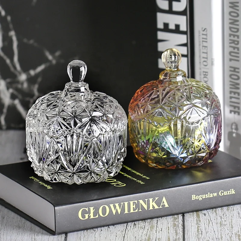 Machine pressing cheap transparent glass candy jars and lids