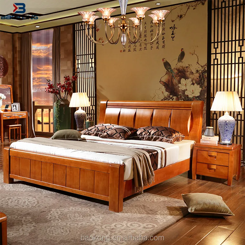 New Model Popular Home Bedroom Furniture Double Plank Bed