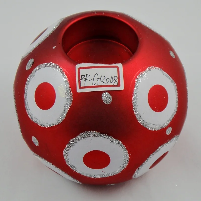 2022 New Design Factory Supply Glass Christmas Ball Candle Holder/Glass Hand Paint Candle Holder/Glass Candle Holder for Holiday