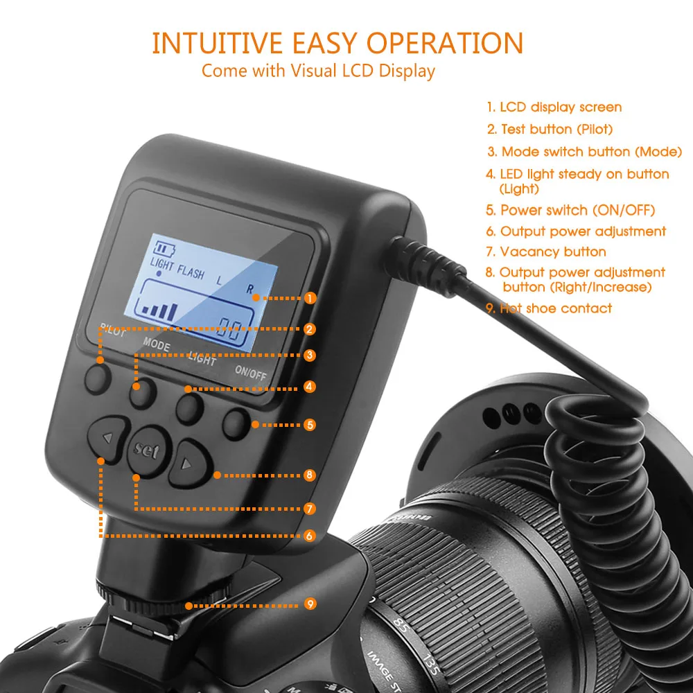 Travor RF-550D светодиодная Кольцевая вспышка света с 8 переходными кольцами для цифровой зеркальной камеры Nikon Canon Pentax Olympus Panasonic камера как FC100 Кольцевая вспышка