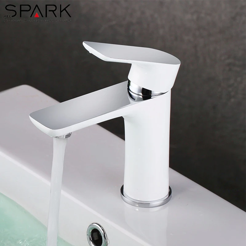Spark factory bathroom white wash basin mixer taps