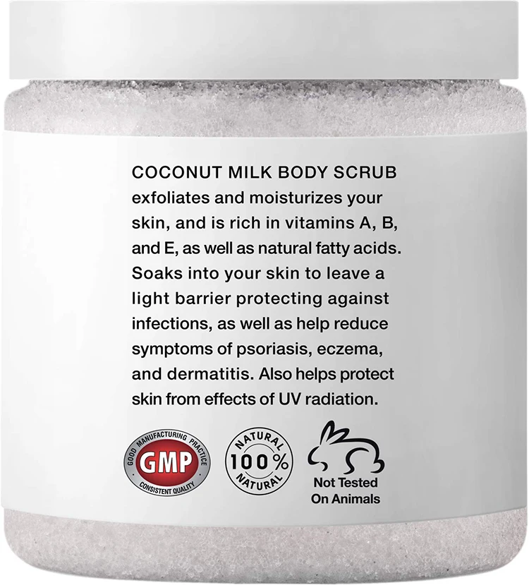 100% natural coconut milk body scrub powerful exfoliating moisturizing creams