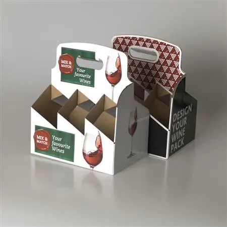 Custom Print 6 Wine Bottle Beer Packaging Corrugated Carrier Box Takeaway Six Pack Beer Box With Handle