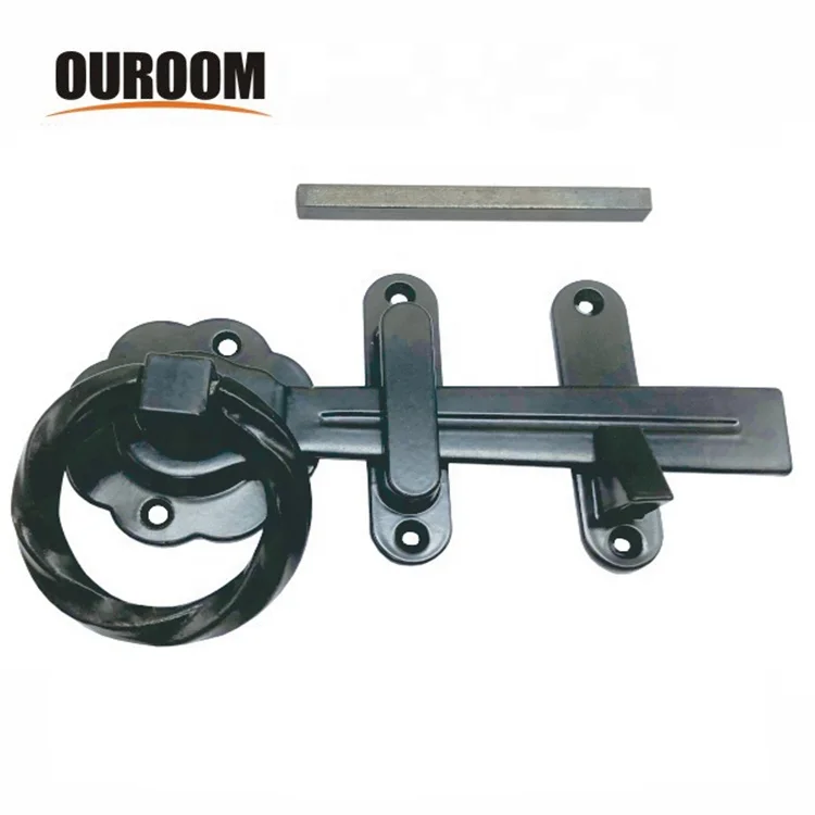 Gate Ring Latch Set Smooth Black