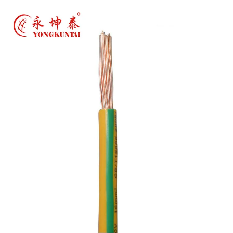 green/yellow earthing cable 450/750V solid & stranded copper single core cable in rolls