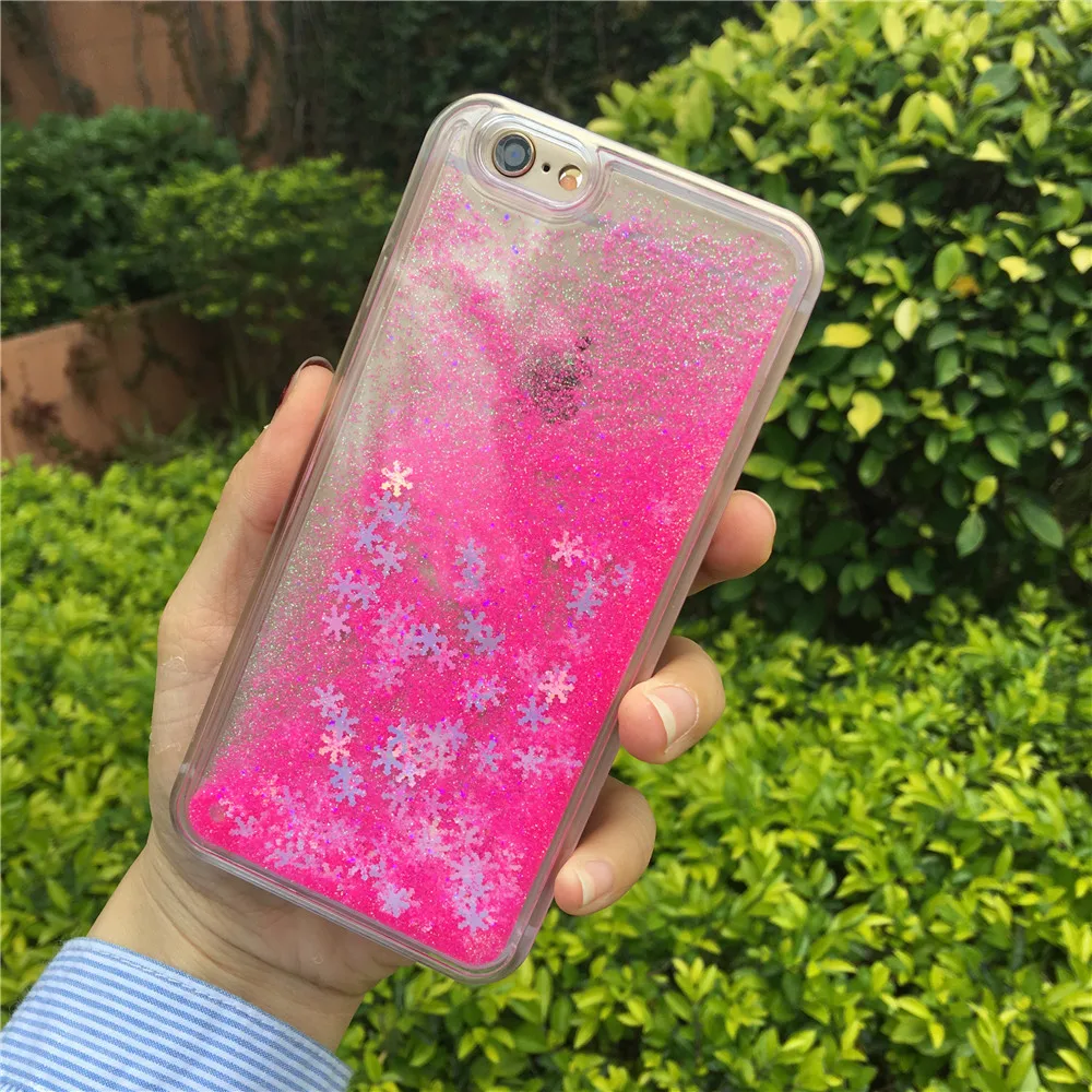 wholesale promotion glitter quicksand liquid snowing hard plastic cell phone cover case for iphone 11 pro max xs xr X 8 7 6 plus