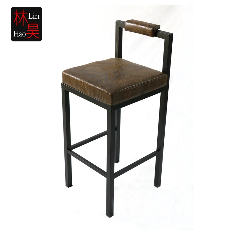Bar stool high chair, vintage black color metal bar stool chair