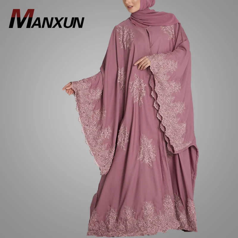 High Quality Moroccan Style Lace Kaftan Dresses Plus Size Nice Lace Fabric Arabic Jilbab Islamic Women Clothing