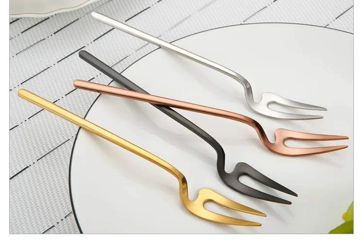 Креативная вилка для фруктов из нержавеющей стали, металлическая многоразовая вилка