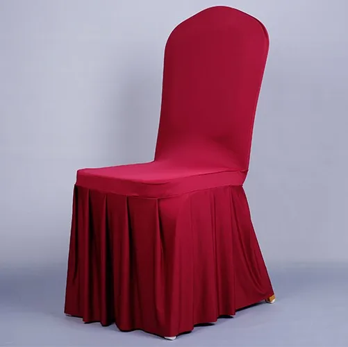 Champagne High Quality Banquet Used Spandex Plain Dyed Chair Covers With Skirt