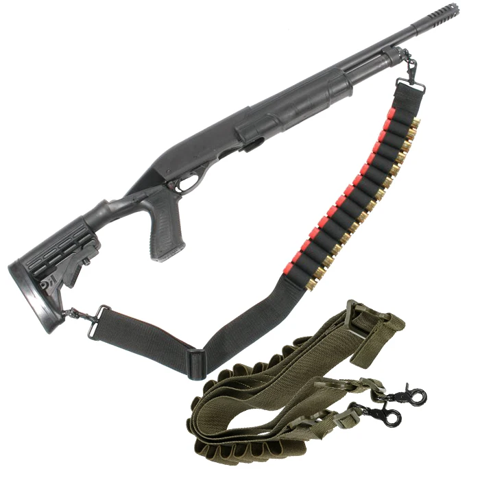 
AdjustableTactical 2 Point rifle gun Sling with 15 Shells Ammo Holder 