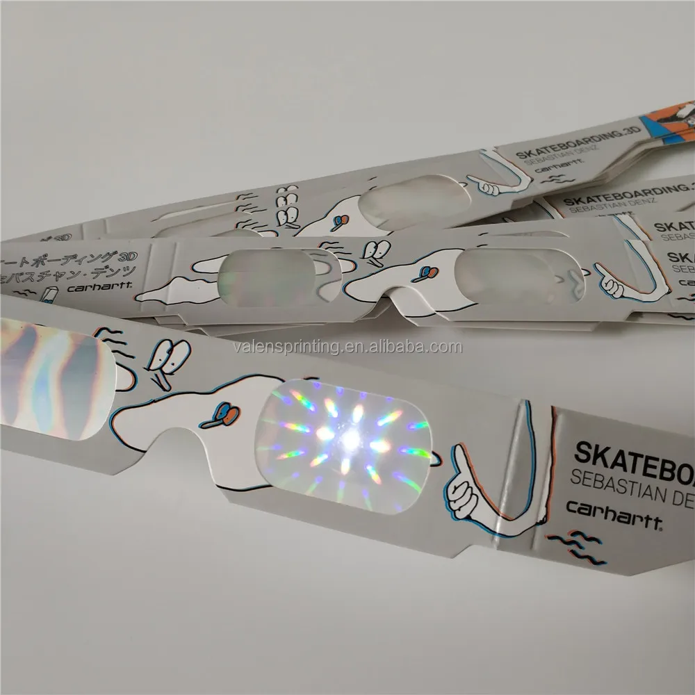 Customized Logo Paper Fireworks Glasses Heart Diffraction Glasses for Giveaway