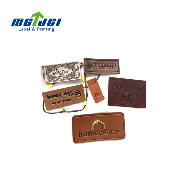 Wholesale custom jeans and bag private brand metal logo leather label