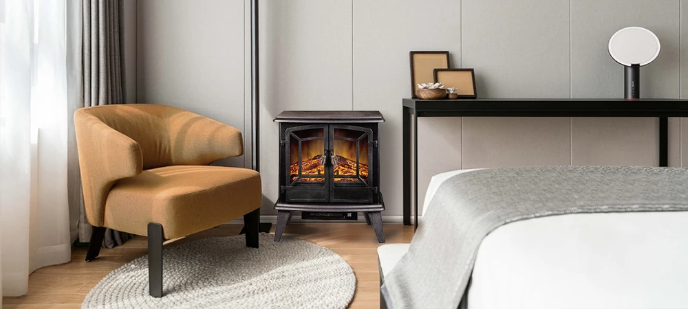 Freestanding retro electric space fireplace heater electric fireplace with heater