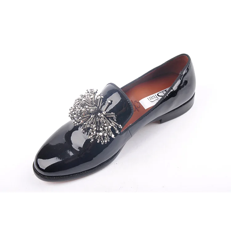 Special design steel nails paint leather black women shoes