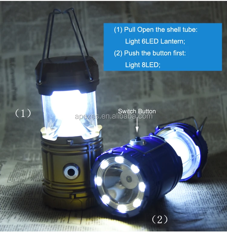 New 3in1 Camping Lantern Lamp,6 LED Camping lamp Outdoor Lighting 8 LED Folding Camp Tent Lamp 1w flashlight lantern