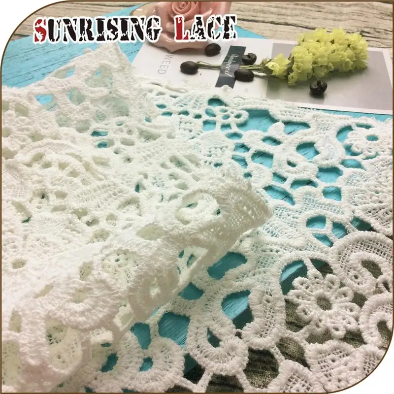 White Embroidery China Thick Wedding Lace Fabric