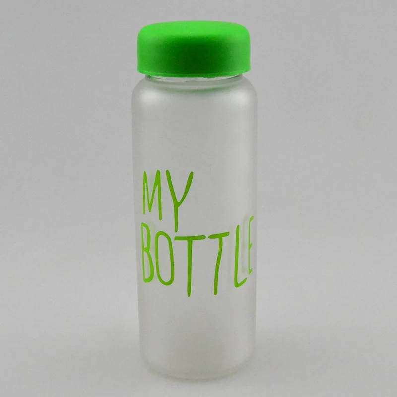 Gift Sanding Surface Glass Water Cup With Cap 450M Big Mouth, Handle Jar, Fashion Glass My Bottle