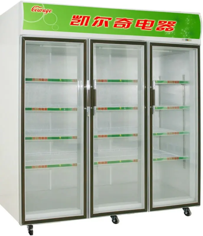 600L SKD CKD DKD Double Sliding  Doors Display drink upright fridge