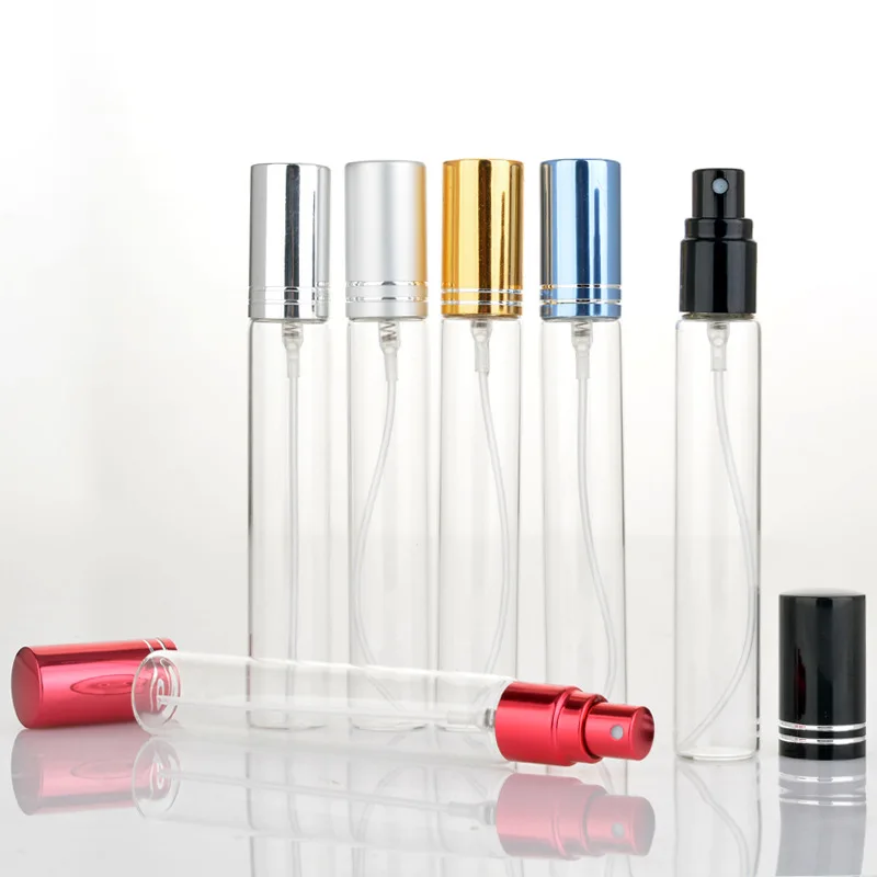 10ml 15ml  Aluminum Spray Clear Glass bottle  Refillable Perfume Empty Bottle