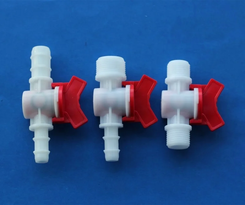 Plastic mini Barb to male thread barbed threaded fitting flow control ball valve