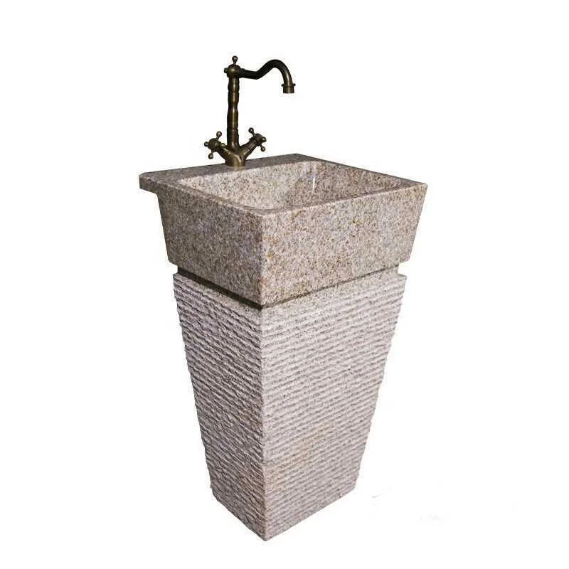 black granite pedestal stone basin for sale