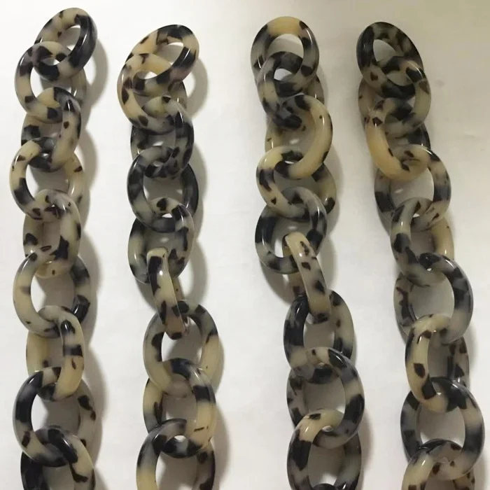 Lucite Cellulose Acetate Acrylic Tortoise Shell Chunky Cuban Link Chain Bracelet/Resin Tortoiseshell Glasses Chain For Bags