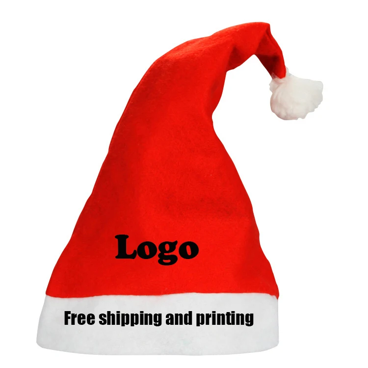 Free shipping custom printing your company or your team logo custom print christmas hat santa hat