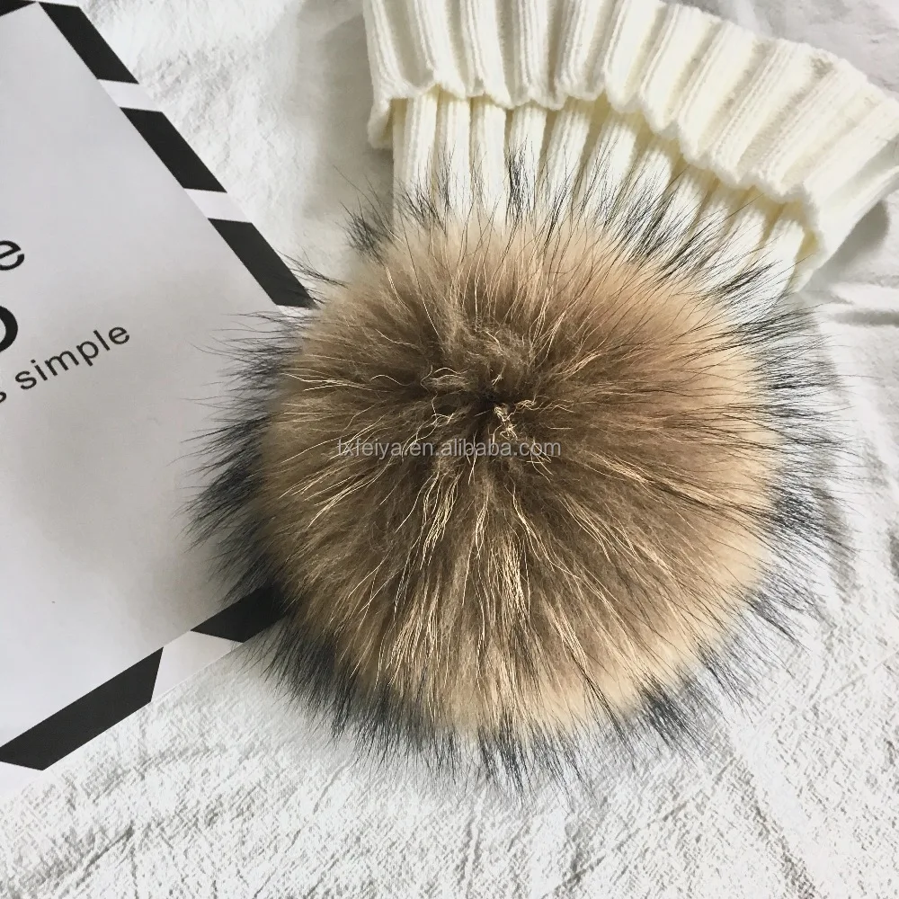 Natural Raccoon Fur Pompom 15cm 19cm Real Fur Ball Fur Pom Pom