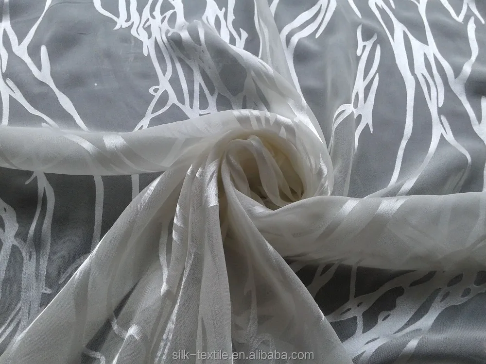 Натуральная белая выгорающая шелковая шифоновая атласная ткань