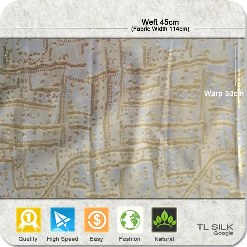 Gold Silk Organza Fabric upcoming TL41122-TL2463# for Party Dress