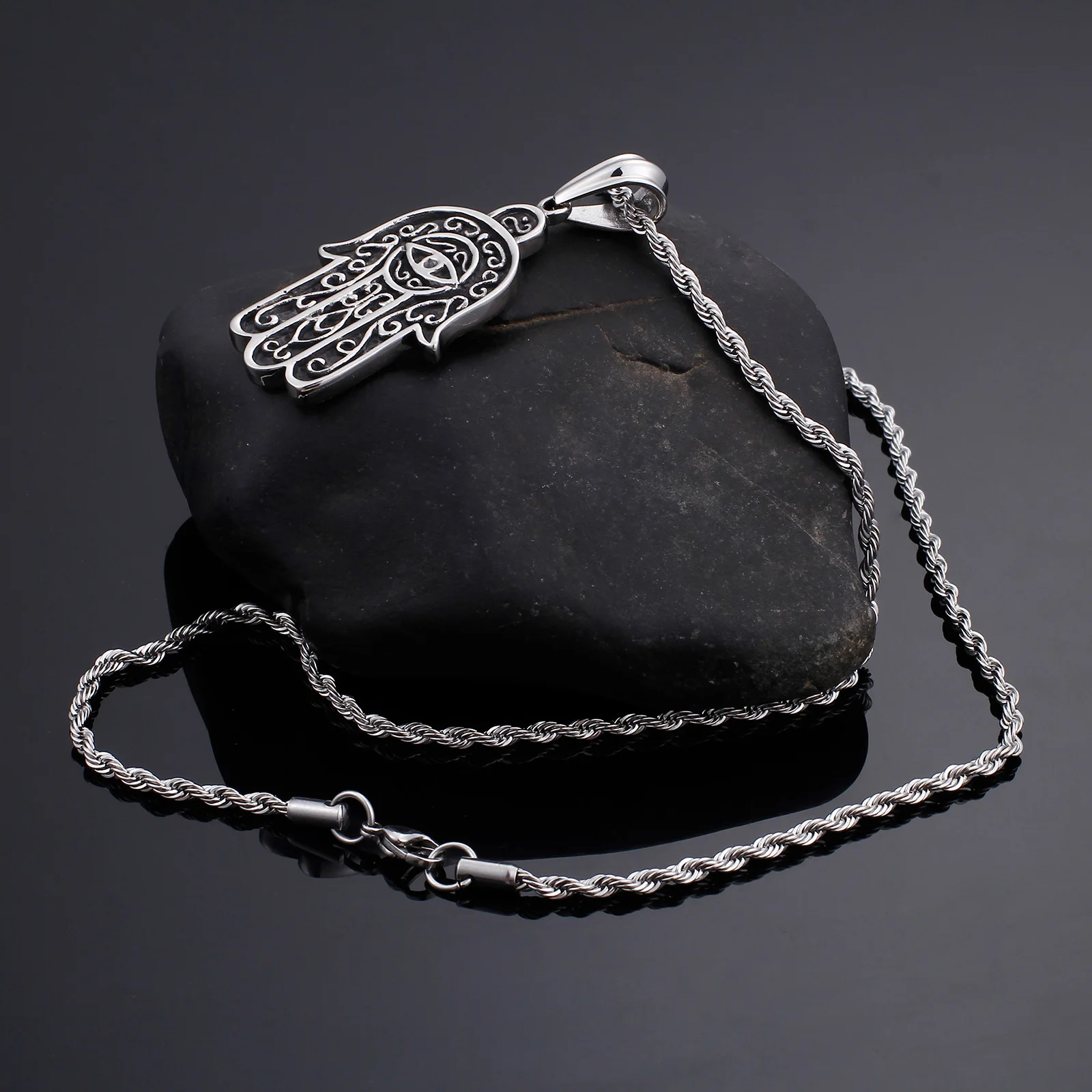 Guangzhou Wholesale Jewelry Accessories Fatima Hand of God Pendant Necklace For Men