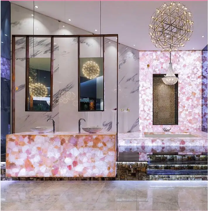 
gorgeous pink crystal quartz countertop vanity top table top 