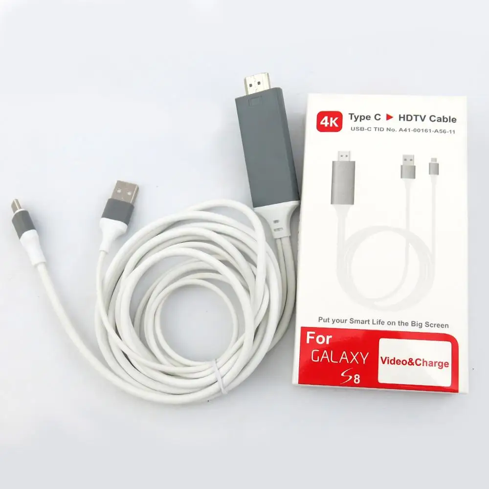 
2017 HOT SALE 2M USB Type-C to HDTV HD-MI 4K UHD Video Cable for Macbook 2015/6/7 Samsung S8 Hp X2 Charging Adapter Cable 