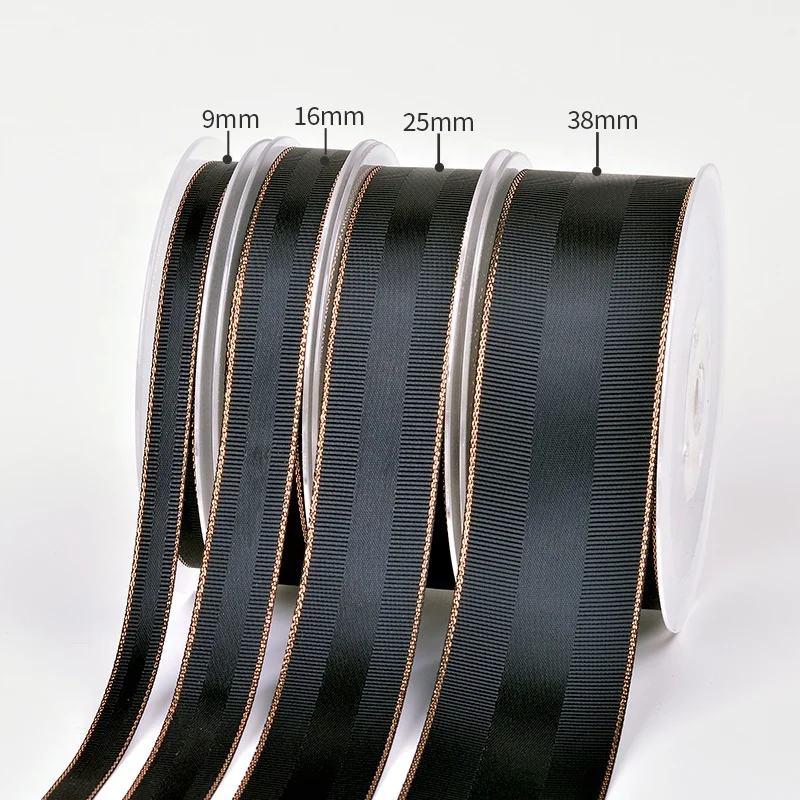 Yama Edge Satin Ribbon Rose Gold Factory New Fashion 9mm Double Face RIBBONS Grosgrain 100% Polyester Solid Color