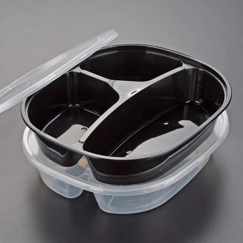 FREE SAMPLE  Factory price 3 compartment takeaway plastic food container