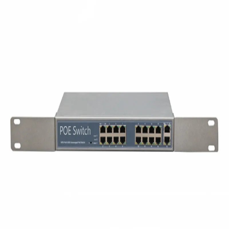 with 2 gigabit rj45 uplink 300w high power 16 port poe switch 24v for unifi video camera G3 dome