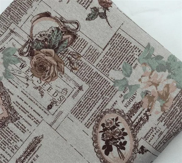 English newspaper pattern printed linen cotton fabric DIY cloth for decorative cloth/curtains/pillow
