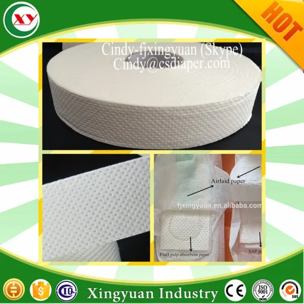 Super absorbent polymer paper roll for sanitary napkin core