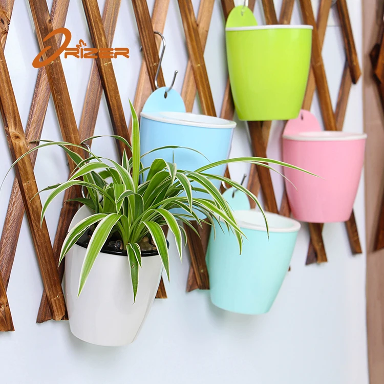 The best seller plastic planters pot Hanging basket flower pot, colorful wall mounted flower pot