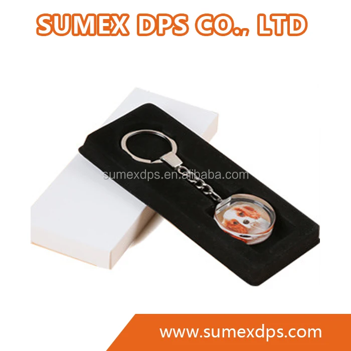 MR.R 3D Sublimation blank Crystal Keyring round for heat transfer printing