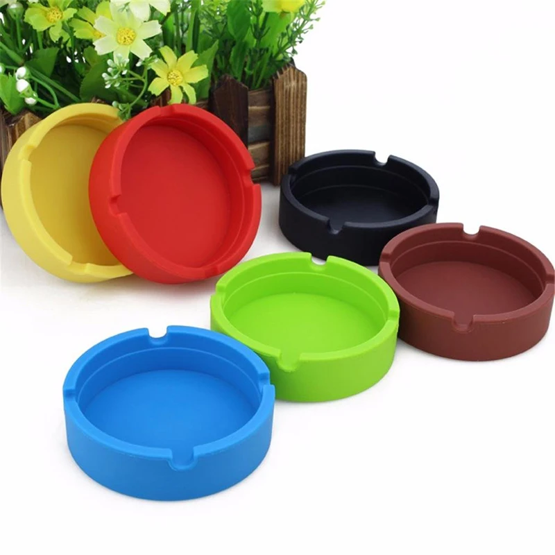 Round  Heat Resistant Eco-Friendly Silicone Cigarette Cigar Ashtray,  Silicone Rubber Tobacco Tray