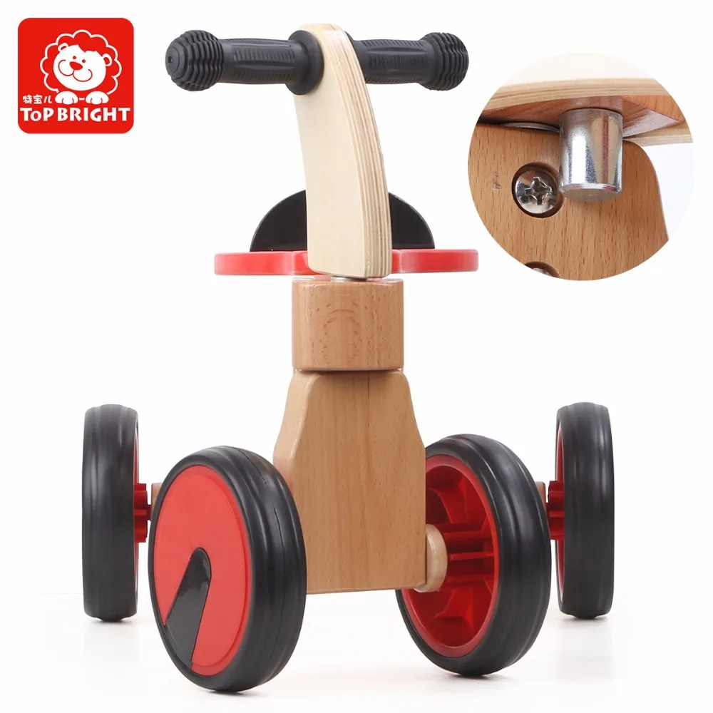 top bright kids wooden ride on balance bike car toys