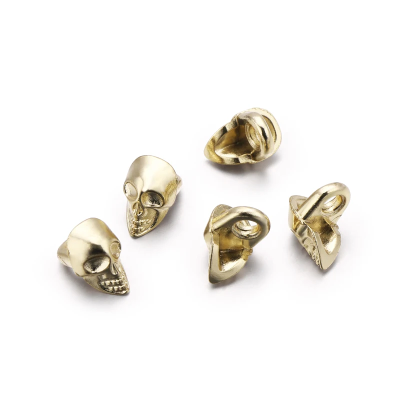 Wholesale fashion sewing shank gold metal skull shape buttons for garments
