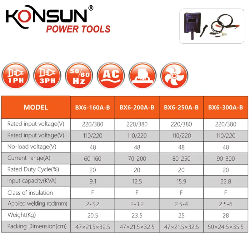 Сварочный аппарат для дуговой сварки KONSUN BX6 250B
