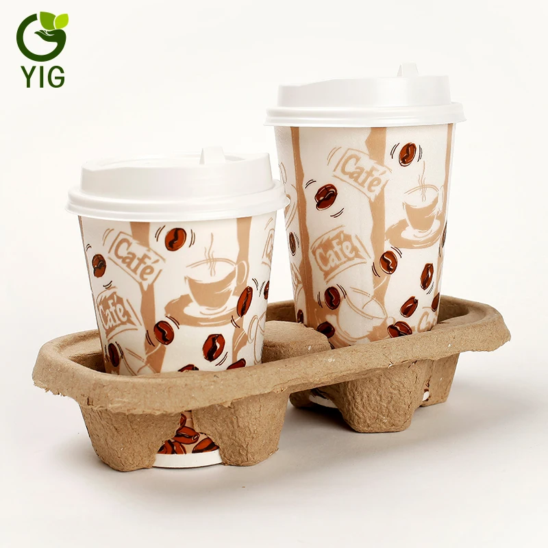 
Disposable Eco-friendly Biodegradable Coffee Cups Tray 
