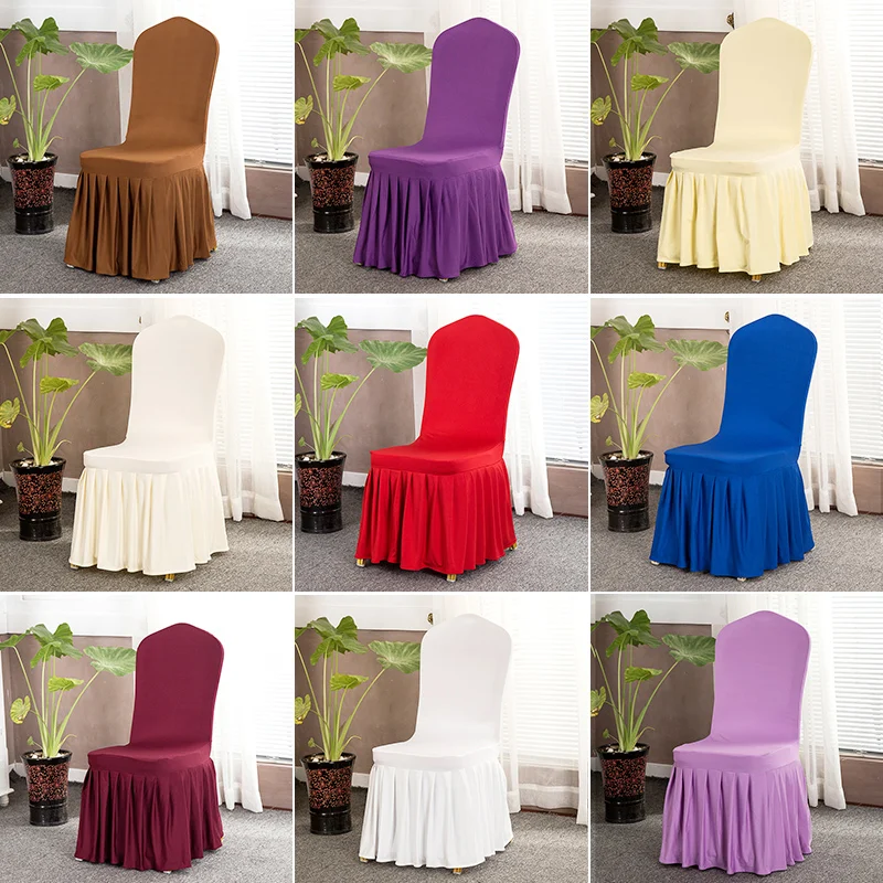 Wholesale elegant gold banquet ruffled pleat spandex fabric wedding chair cover