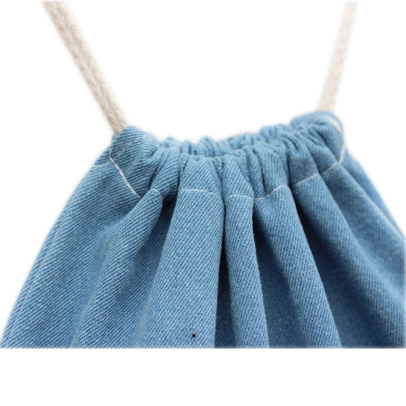 
Fashion Denim Drawstring Style Backpack School Bag For Wholesale 