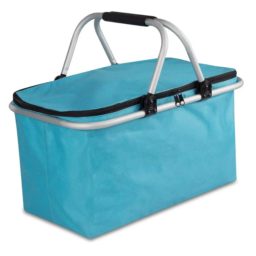 Factory good quality collapsible picnic basket, folding picnic basket