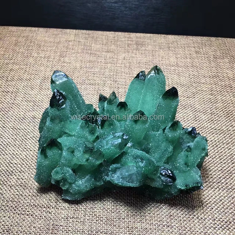 Natural Green Crystal Cluster Skeletal Quartz Point Wand Mineral Healing Crystal